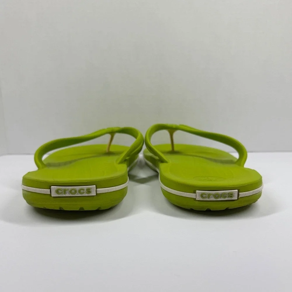 Crocs Crocband Flip Flops Lime Green Mens 11 Womens 13 Thong Sandals 11033